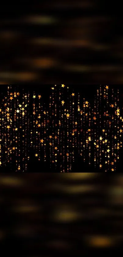 Mobile wallpaper with golden stars on a black background.