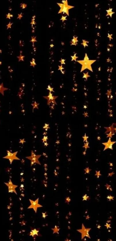 Golden stars twinkle against a dark background on this elegant mobile wallpaper.