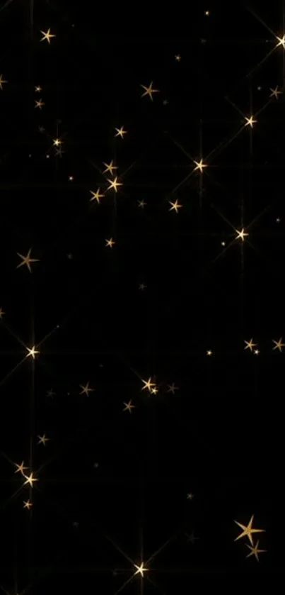 Golden stars scattered on a black background with a luxurious look.