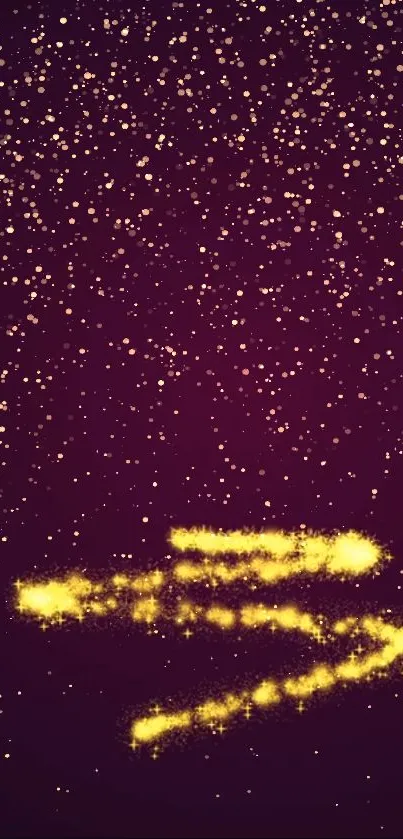 Golden stars on a deep purple night sky wallpaper.