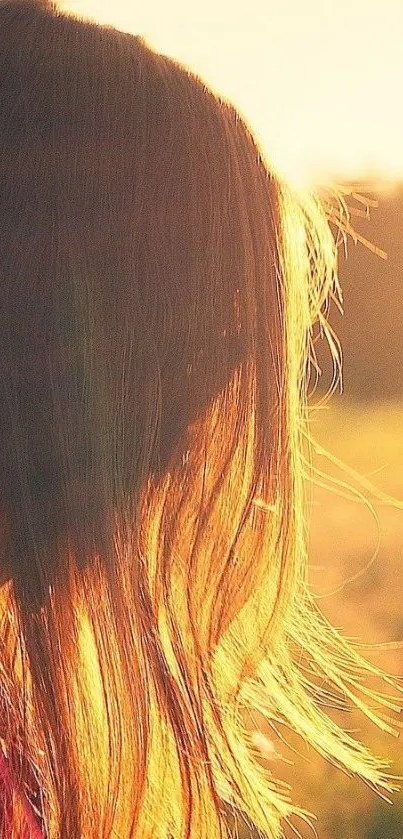 Silhouette of hair in sunset glow, creating a serene and golden ambience.