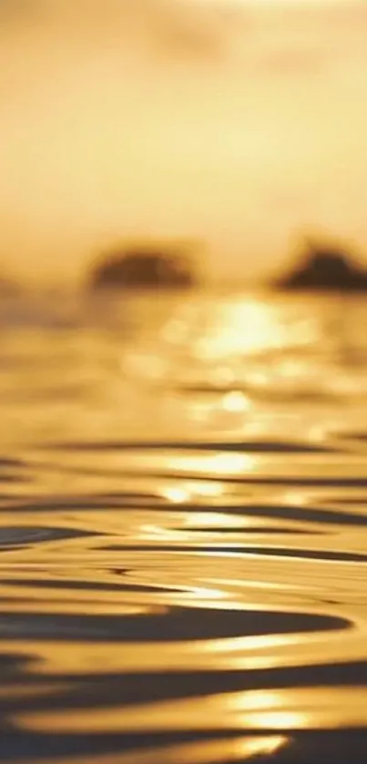 Golden sunset over ocean waves, capturing serene beauty.