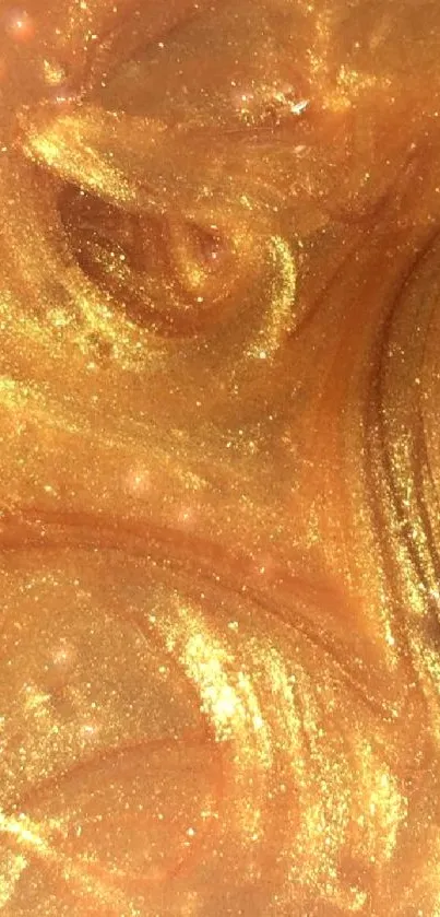 Luxurious golden swirl mobile wallpaper with abstract shine.