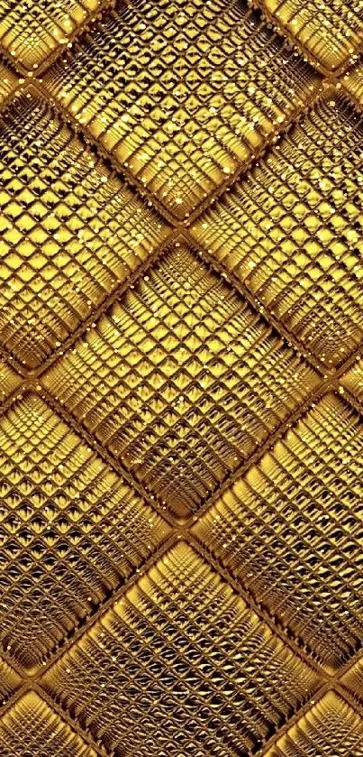 Luxurious golden textured wallpaper with intricate grid pattern.