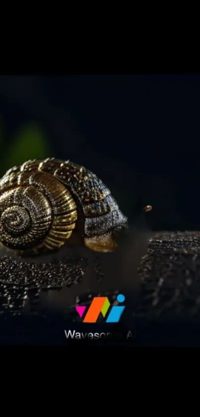 Golden snail on textured surface wallpaper for mobile.