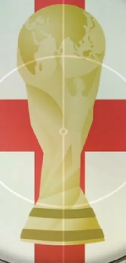 Golden trophy on the England flag backdrop mobile wallpaper.