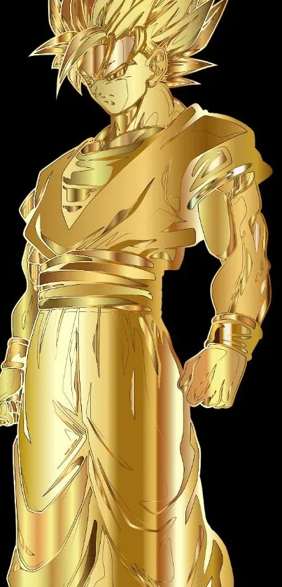 Golden anime warrior wallpaper for phone.