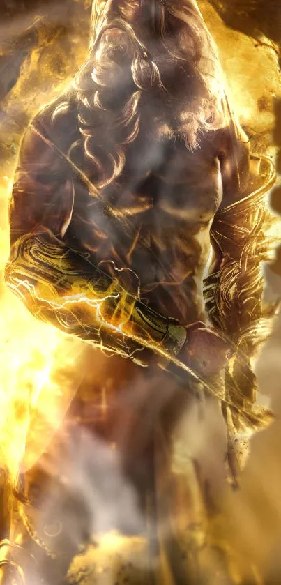 Golden warrior-themed mobile wallpaper with epic fantasy art.