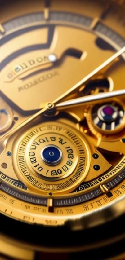 Detailed closeup of a golden watch gear with intricate design and vibrant hues.