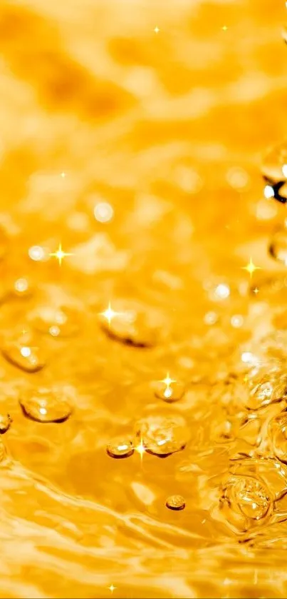 Golden water droplets creating a vibrant and dynamic background.