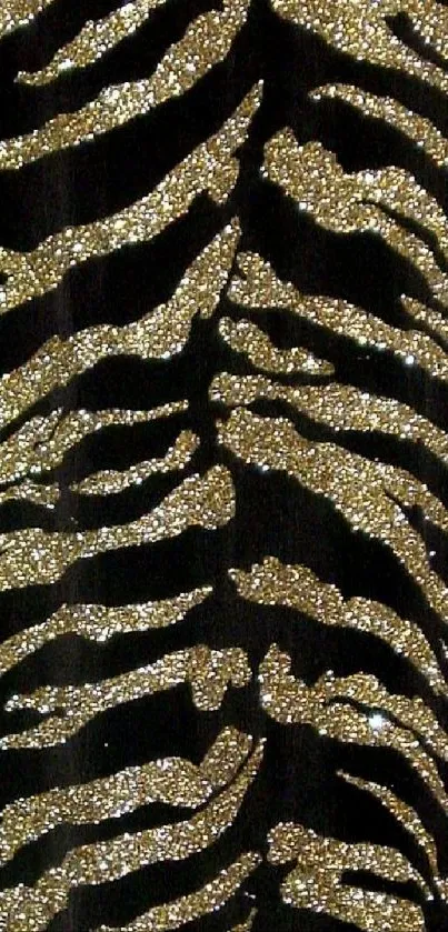 Golden glitter zebra stripes pattern wallpaper.