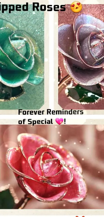 Elegant 24k gold-dipped roses in vibrant colors.
