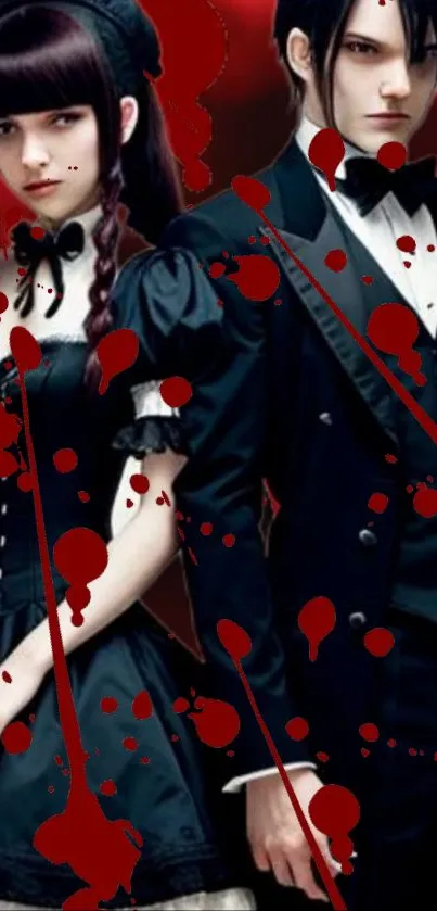 Gothic anime characters with red accents.