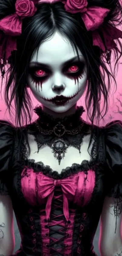 Gothic anime character with haunting eyes and intricate design.