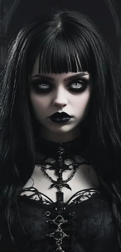 Gothic dark aesthetic mobile wallpaper with black tones.