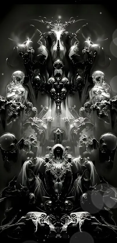 Dark gothic wallpaper with skull motifs.