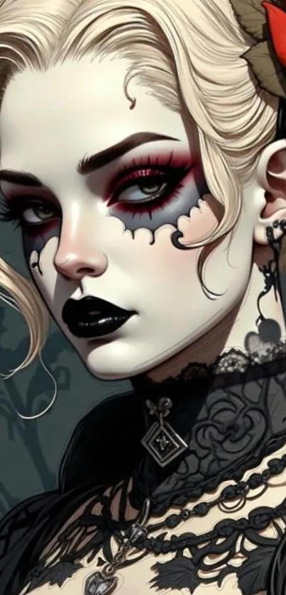 Gothic fantasy character with intricate makeup in art wallpaper.