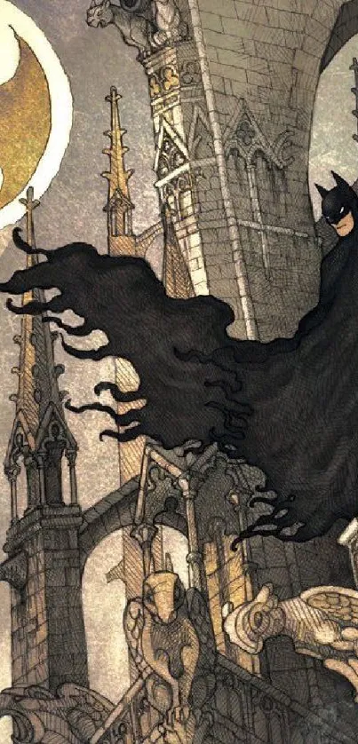 Gothic Batman wallpaper with intricate architecture.