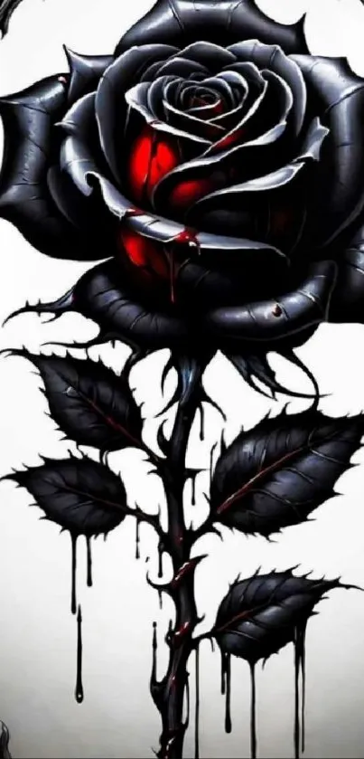 Gothic wallpaper featuring a black rose with red accents.