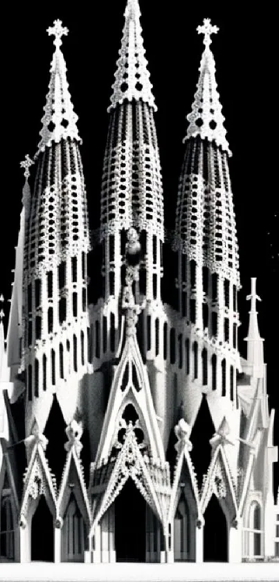 Black and white Gothic cathedral mobile wallpaper.