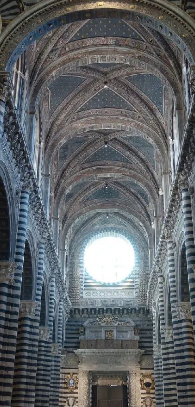 Gothic cathedral interior with grand arches and detailed architecture.