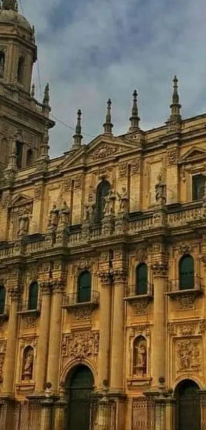 Gothic cathedral facade mobile wallpaper with intricate details.