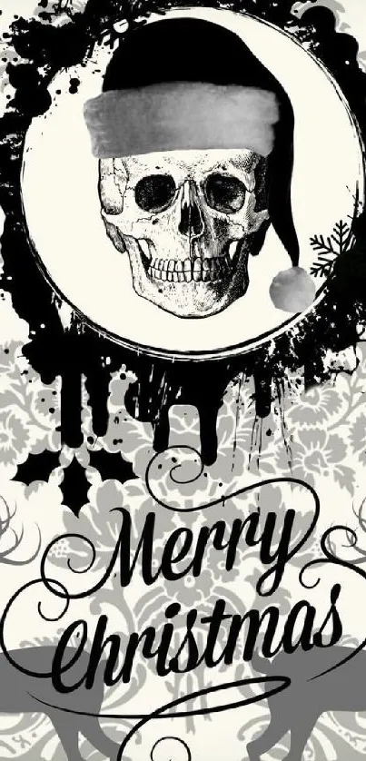 Gothic Christmas wallpaper with skull.