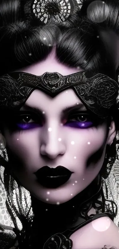 Gothic themed wallpaper with purple eyes.