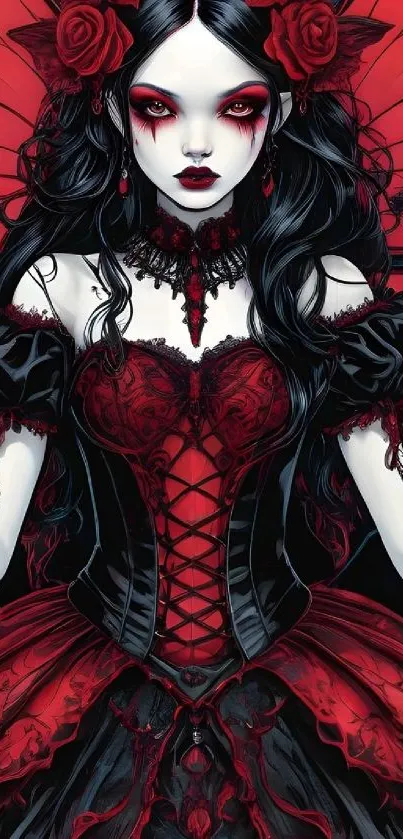 Gothic fantasy art with intricate red details.