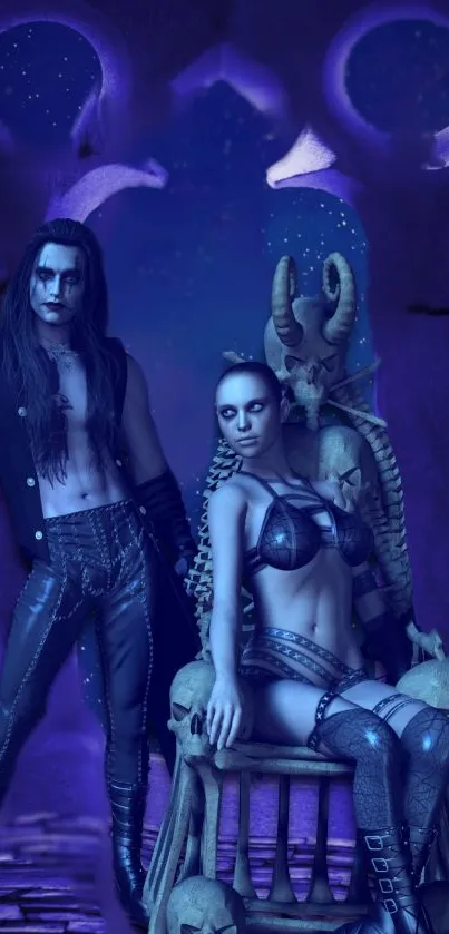 Gothic fantasy-themed wallpaper with mystical characters.