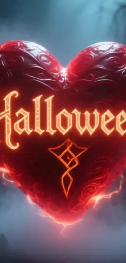 Gothic Halloween heart design on wallpaper.