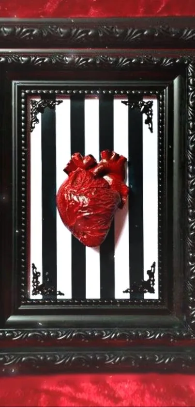 Ornate black frame with heart and stripes.