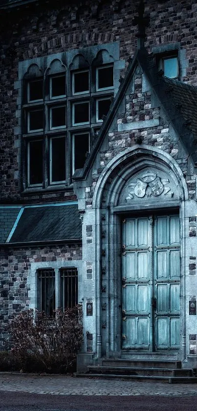 Gothic mansion with dark, atmospheric tones.