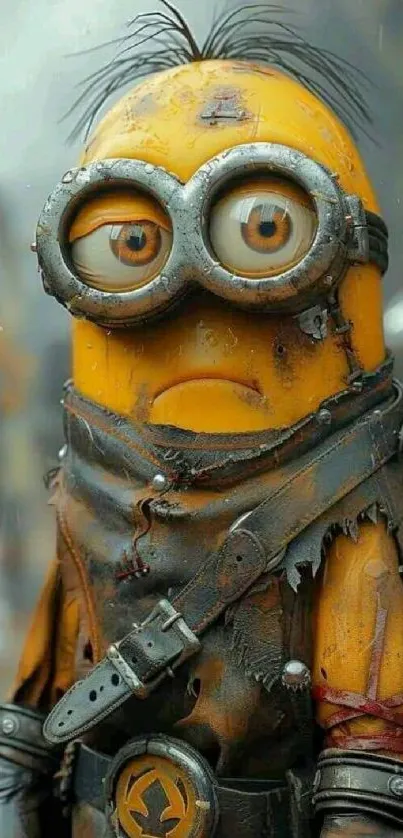 Steampunk minion with detailed attire in animated style.