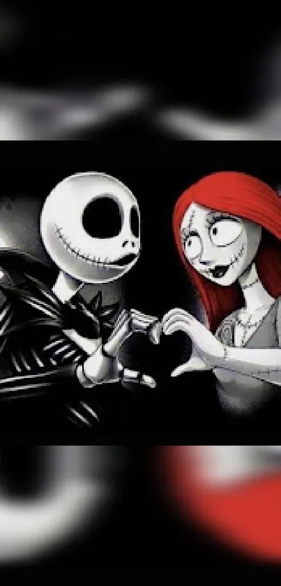 Gothic animated characters forming a heart.