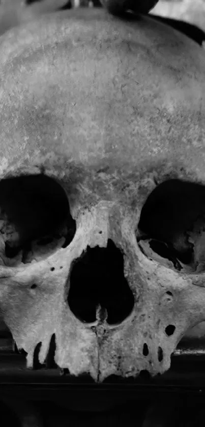 Black and white Gothic skull and bones mobile wallpaper.