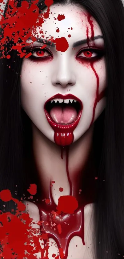 Gothic vampire with blood accents wallpaper for mobile.