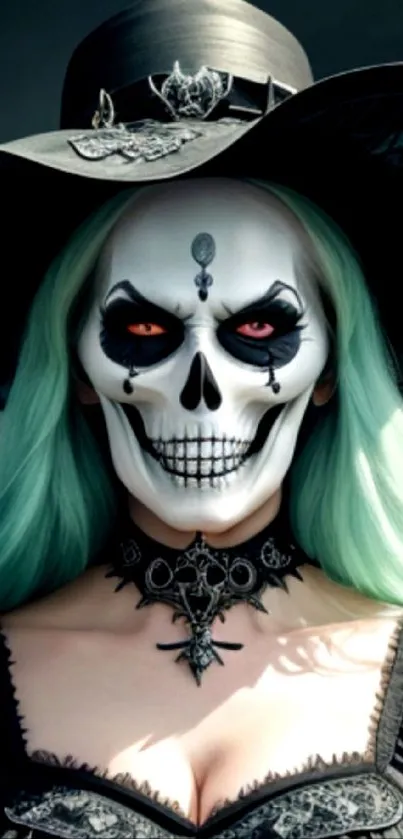 A mystical witch with skull makeup