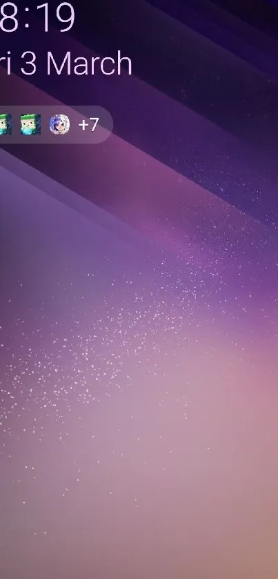 Gradient galaxy wallpaper with purple hues.