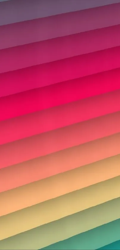 Vibrant gradient stripes in pink, orange, and green tones.