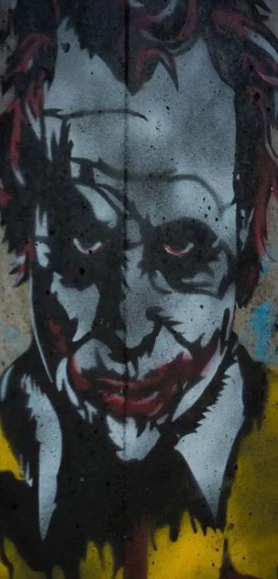 Graffiti art clown mural on a concrete wall.