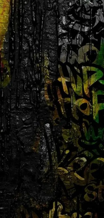 Graffiti art wallpaper with dark textures.