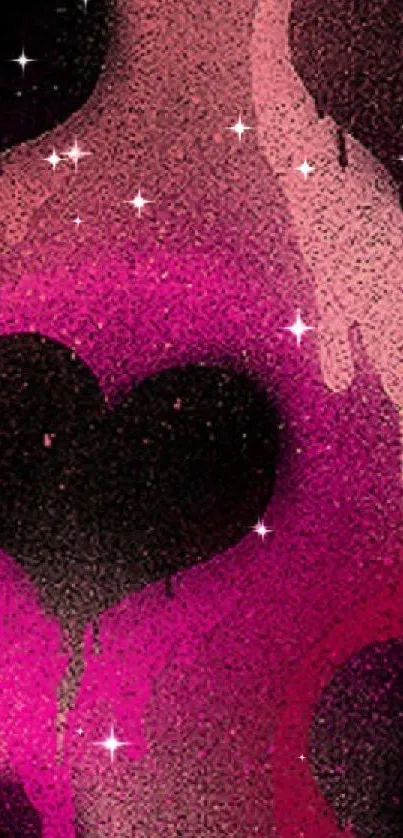 Vibrant pink and black graffiti heart wallpaper.