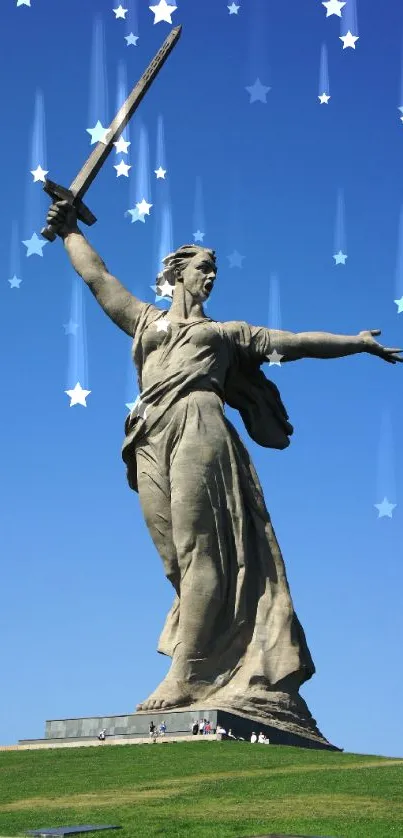 Historic monument against a striking blue sky.