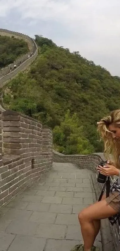 A picturesque view of the Great Wall of China with lush greenery around.