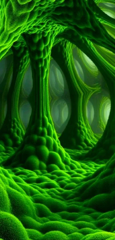 Abstract green forest-like pattern wallpaper