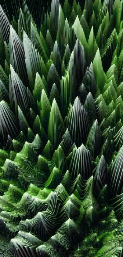 Green geometric abstract design with sharp patterns, ideal for mobile wallpaper.