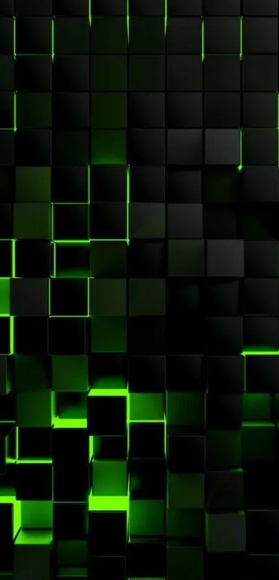 3D cubes with green glow mobile wallpaper.