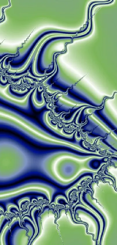 Green and blue fractal art wallpaper with intricate patterns.