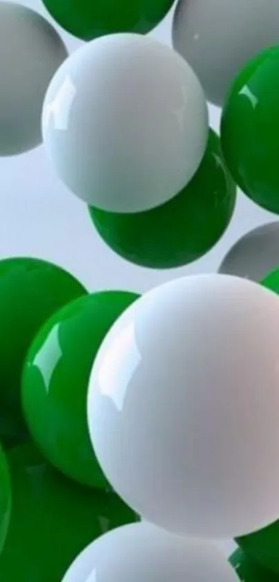 Abstract green and white ball wallpaper for mobile devices.